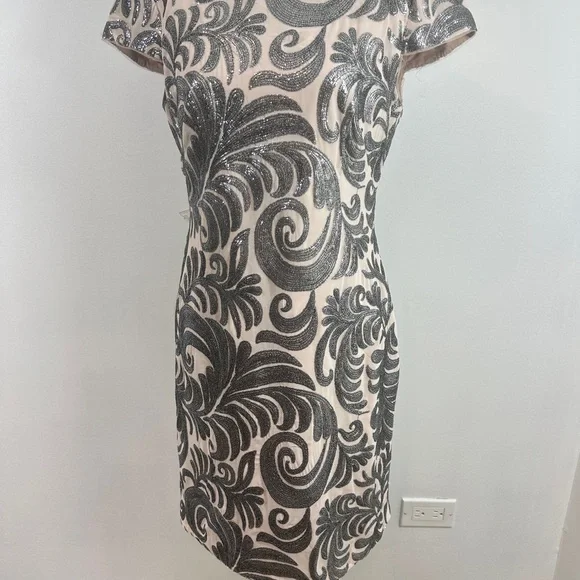 Adrianna Papell Gray and Black Sheath Mini‎ Dress - Picture 3 of 10